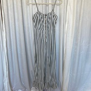 Green stripe midi jumpsuit